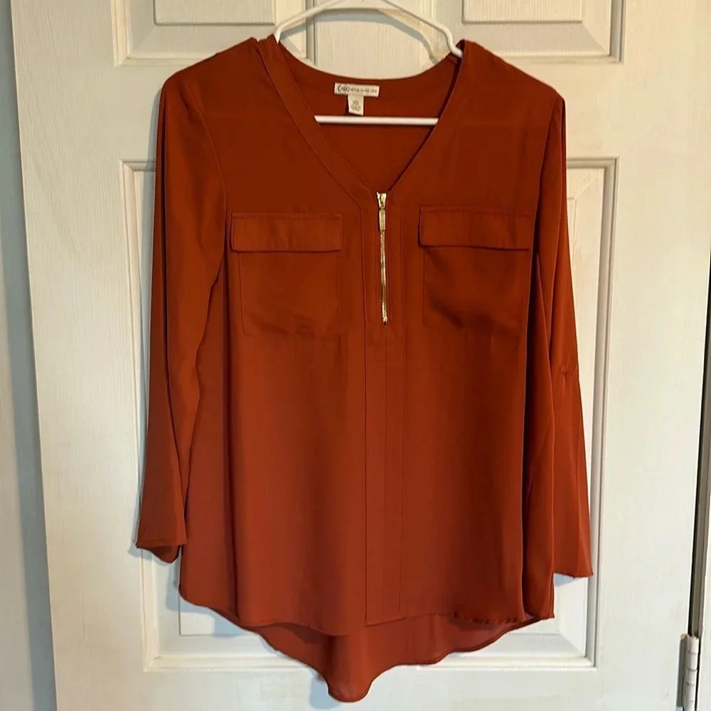 Cato Burnt Orange XS top with zipper